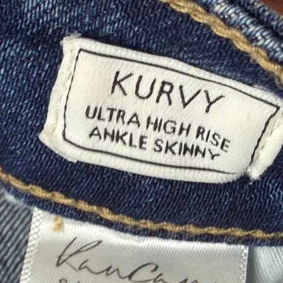 KanCan Kurvy Ultra High Ankle Jean Womens 28 Blue Split Frayed Hem Distressed - Picture 14 of 16